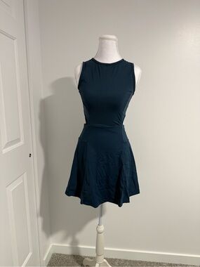 Sleeveless Navy Fit-and-Flare Dress